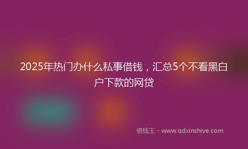 2025年热门办什么私事借钱，汇总5个不看黑白户下款的网贷