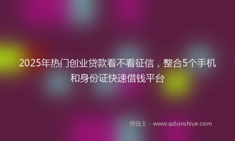 2025年热门创业贷款看不看征信，整合5个手机和身份证快速借钱平台