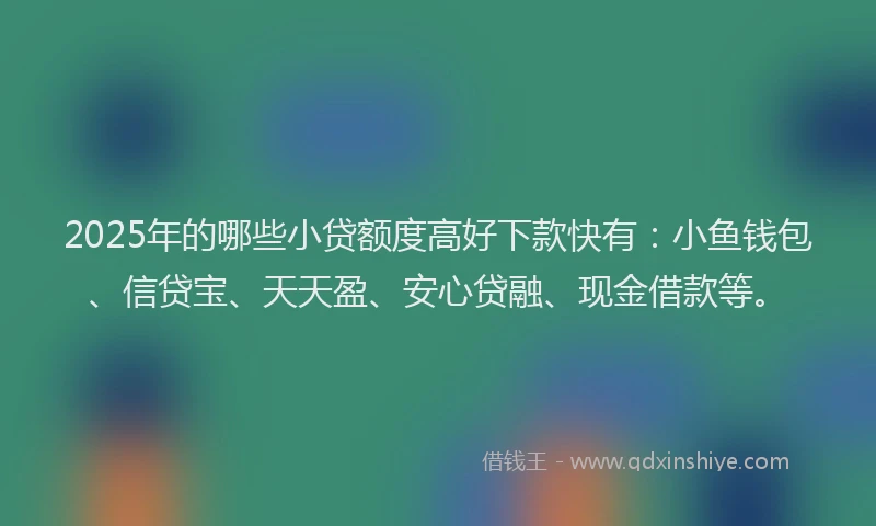 2025年的哪些小贷额度高好下款快有：小鱼钱包、信贷宝、天天盈、安心贷融、现金借款等。