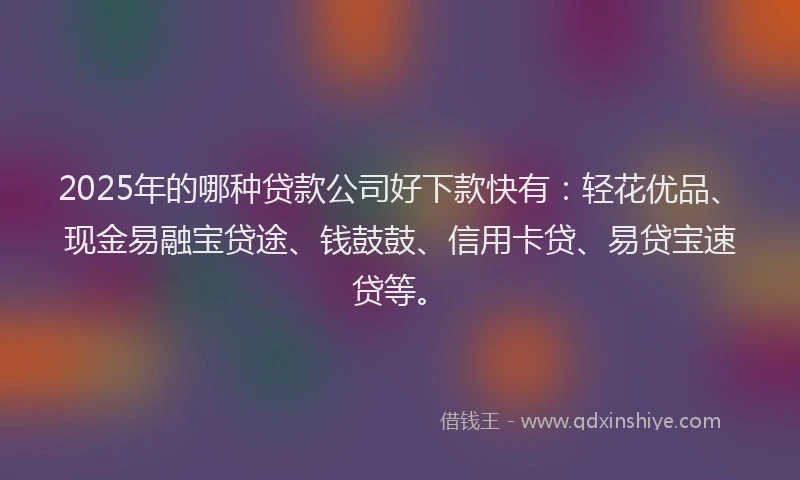 2025年的哪种贷款公司好下款快有：轻花优品、现金易融宝贷途、钱鼓鼓、信用卡贷、易贷宝速贷等。