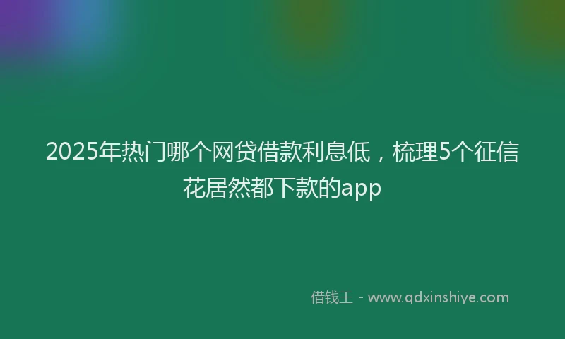 2025年热门哪个网贷借款利息低，梳理5个征信花居然都下款的app