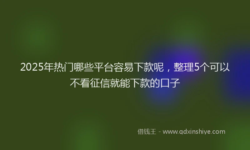 2025年热门哪些平台容易下款呢，整理5个可以不看征信就能下款的口子