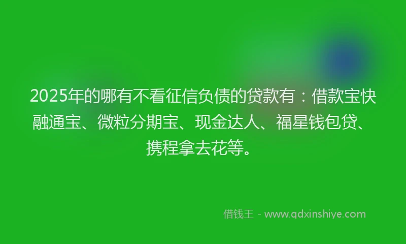 2025年的哪有不看征信负债的贷款有：借款宝快融通宝、微粒分期宝、现金达人、福星钱包贷、携程拿去花等。