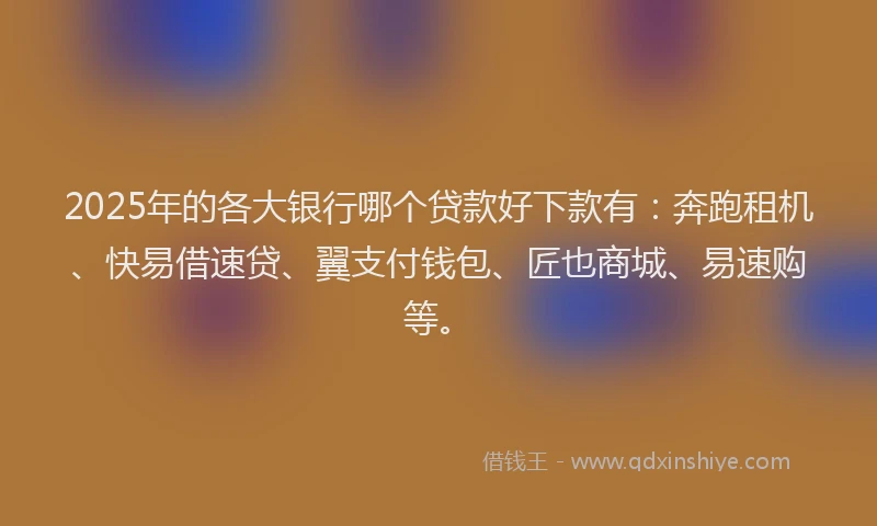 2025年的各大银行哪个贷款好下款有：奔跑租机、快易借速贷、翼支付钱包、匠也商城、易速购等。