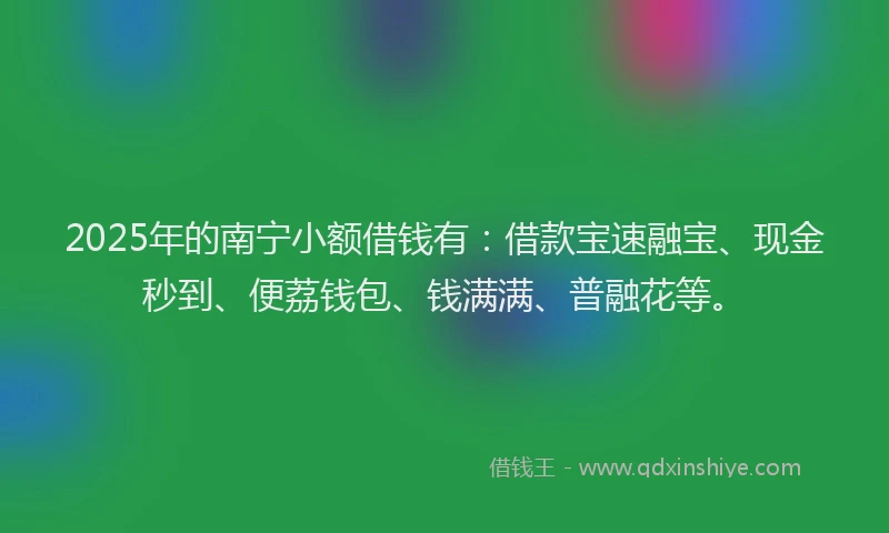 2025年的南宁小额借钱有：借款宝速融宝、现金秒到、便荔钱包、钱满满、普融花等。