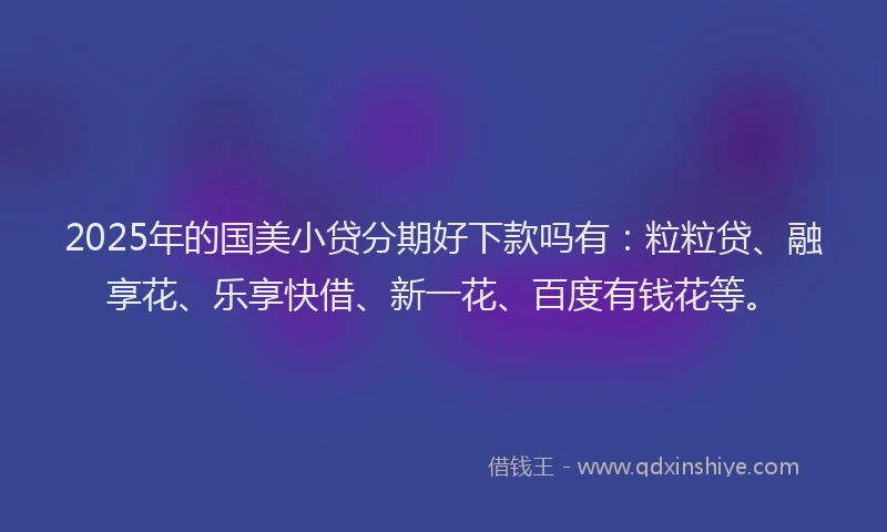 2025年的国美小贷分期好下款吗有：粒粒贷、融享花、乐享快借、新一花、百度有钱花等。