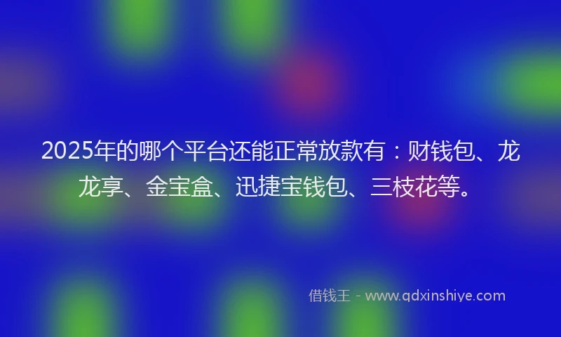 2025年的哪个平台还能正常放款有：财钱包、龙龙享、金宝盒、迅捷宝钱包、三枝花等。