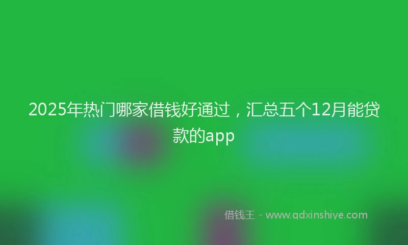 2025年热门哪家借钱好通过，汇总五个12月能贷款的app