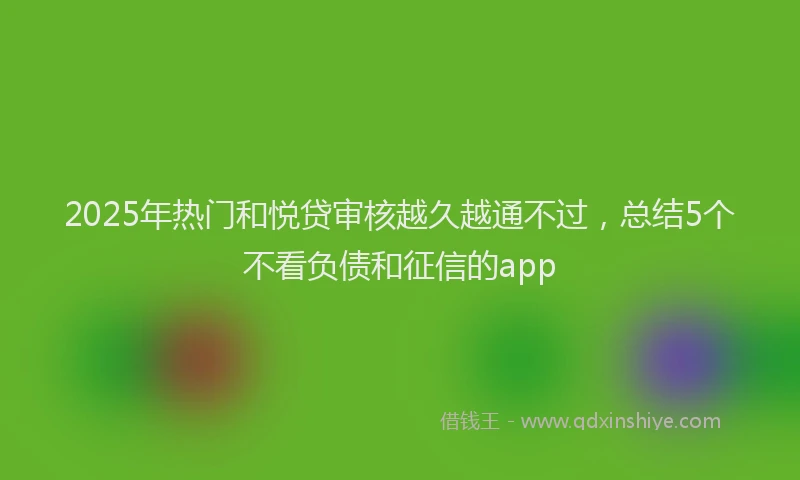 2025年热门和悦贷审核越久越通不过，总结5个不看负债和征信的app