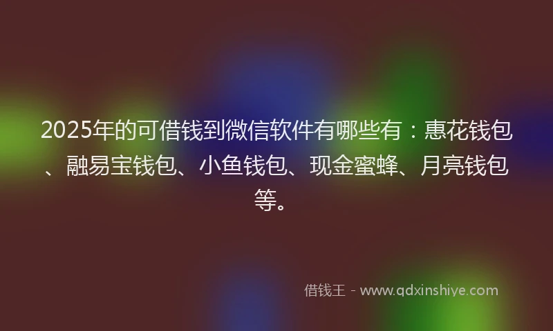 2025年的可借钱到微信软件有哪些有：惠花钱包、融易宝钱包、小鱼钱包、现金蜜蜂、月亮钱包等。