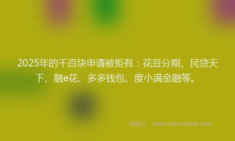 2025年的千百块申请被拒有：花豆分期、民贷天下、融e花、多多钱包、度小满金融等。