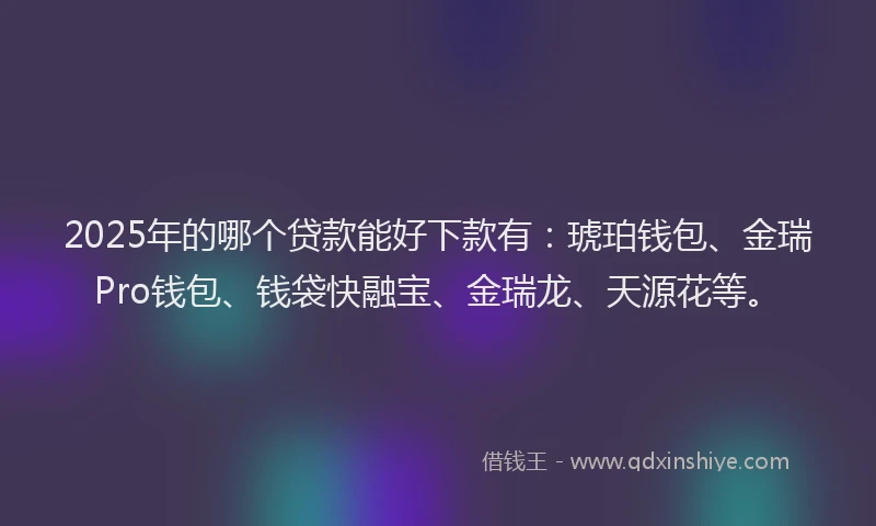 2025年的哪个贷款能好下款有：琥珀钱包、金瑞Pro钱包、钱袋快融宝、金瑞龙、天源花等。