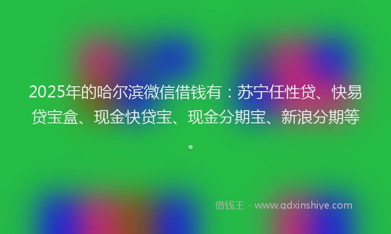 2025年的哈尔滨微信借钱有：苏宁任性贷、快易贷宝盒、现金快贷宝、现金分期宝、新浪分期等。