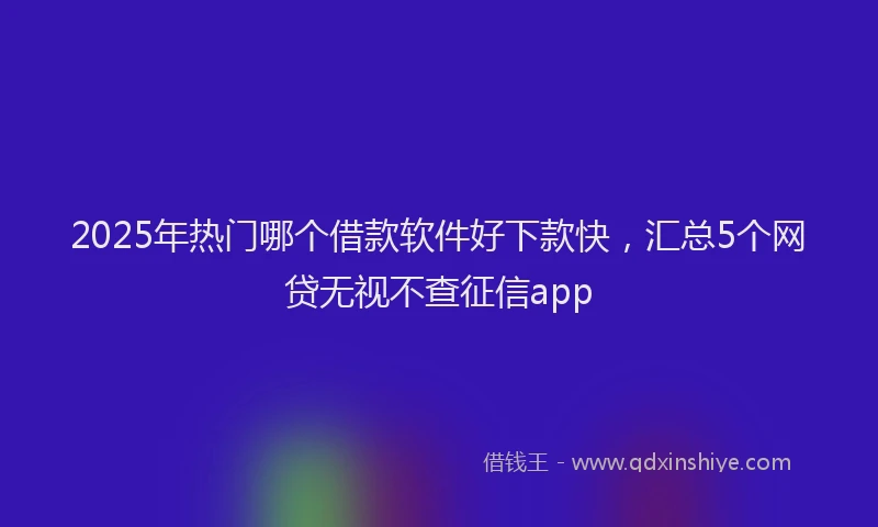 2025年热门哪个借款软件好下款快，汇总5个网贷无视不查征信app