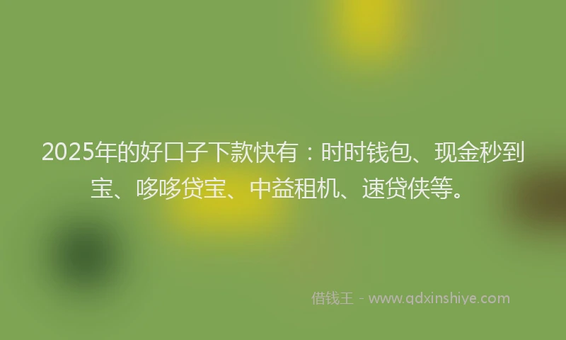 2025年的好口子下款快有：时时钱包、现金秒到宝、哆哆贷宝、中益租机、速贷侠等。