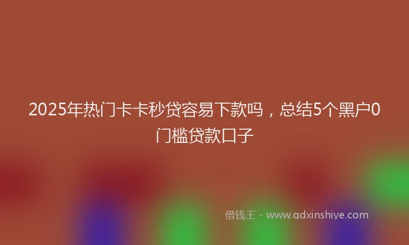 2025年热门卡卡秒贷容易下款吗，总结5个黑户0门槛贷款口子