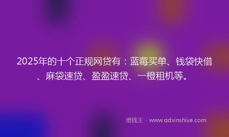 2025年的十个正规网贷有：蓝莓买单、钱袋快借、麻袋速贷、盈盈速贷、一橙租机等。