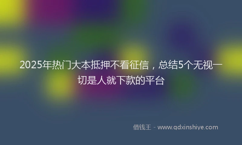 2025年热门大本抵押不看征信，总结5个无视一切是人就下款的平台