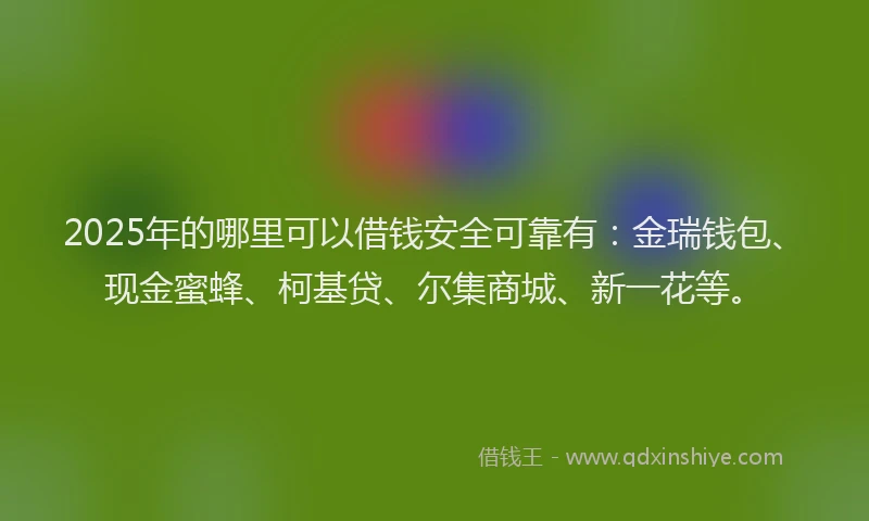 2025年的哪里可以借钱安全可靠有：金瑞钱包、现金蜜蜂、柯基贷、尔集商城、新一花等。