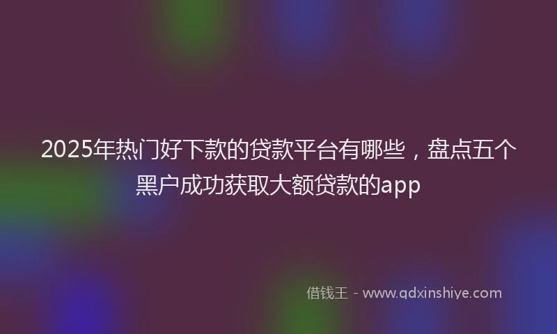 2025年热门好下款的贷款平台有哪些，盘点五个黑户成功获取大额贷款的app