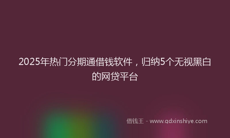 2025年热门分期通借钱软件，归纳5个无视黑白的网贷平台