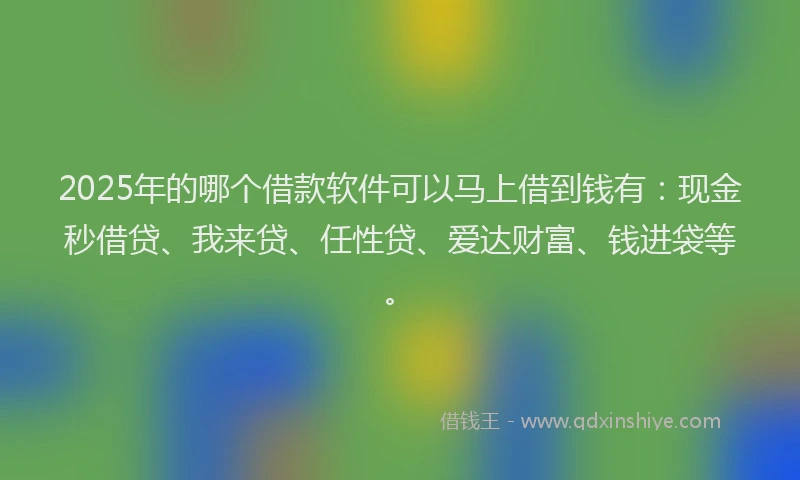2025年的哪个借款软件可以马上借到钱有：现金秒借贷、我来贷、任性贷、爱达财富、钱进袋等。