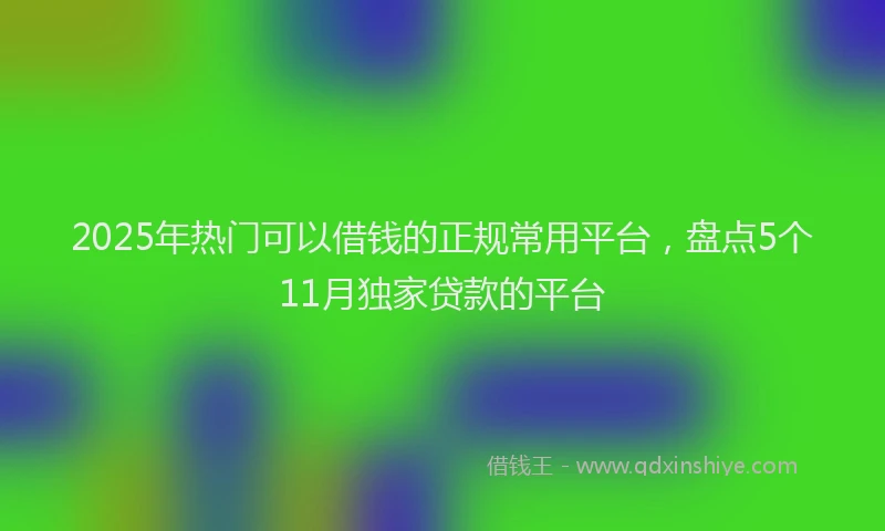 2025年热门可以借钱的正规常用平台，盘点5个11月独家贷款的平台