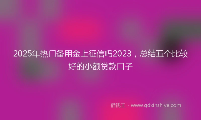 2025年热门备用金上征信吗2023，总结五个比较好的小额贷款口子