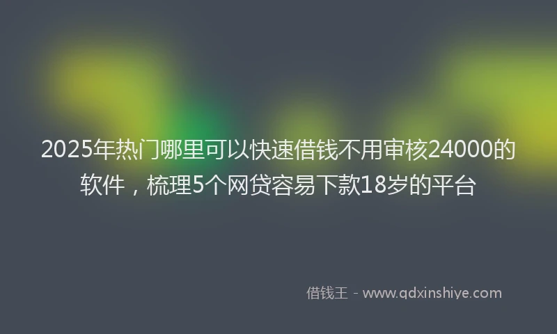 2025年热门哪里可以快速借钱不用审核24000的软件，梳理5个网贷容易下款18岁的平台