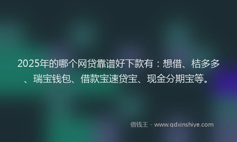 2025年的哪个网贷靠谱好下款有：想借、桔多多、瑞宝钱包、借款宝速贷宝、现金分期宝等。