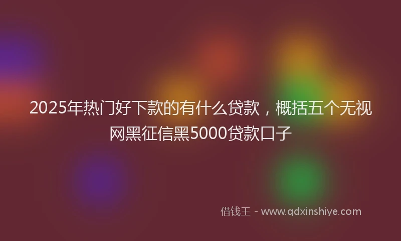 2025年热门好下款的有什么贷款，概括五个无视网黑征信黑5000贷款口子