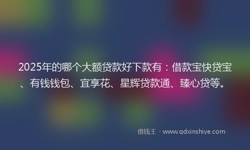 2025年的哪个大额贷款好下款有：借款宝快贷宝、有钱钱包、宜享花、星辉贷款通、臻心贷等。