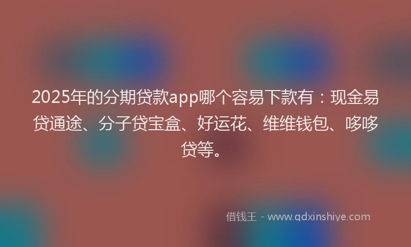 2025年的分期贷款app哪个容易下款有：现金易贷通途、分子贷宝盒、好运花、维维钱包、哆哆贷等。