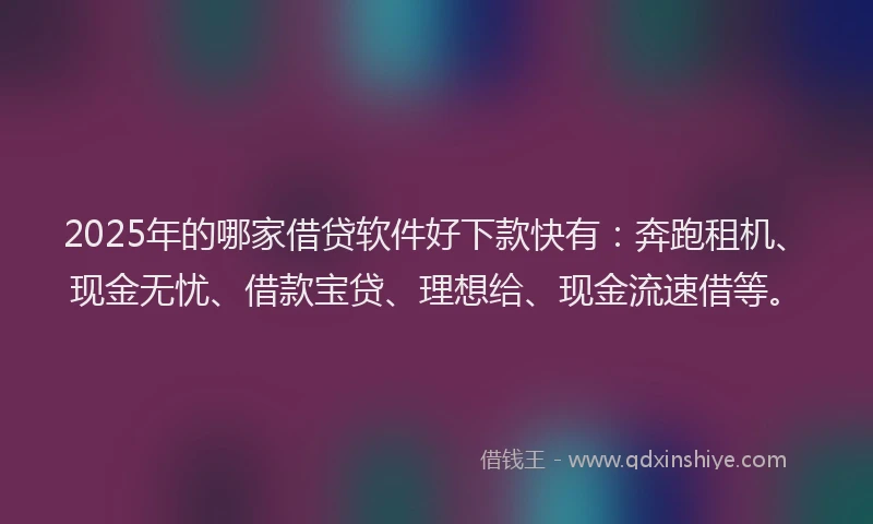 2025年的哪家借贷软件好下款快有：奔跑租机、现金无忧、借款宝贷、理想给、现金流速借等。
