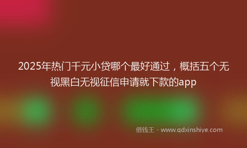 2025年热门千元小贷哪个最好通过，概括五个无视黑白无视征信申请就下款的app