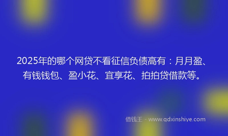 2025年的哪个网贷不看征信负债高有：月月盈、有钱钱包、盈小花、宜享花、拍拍贷借款等。