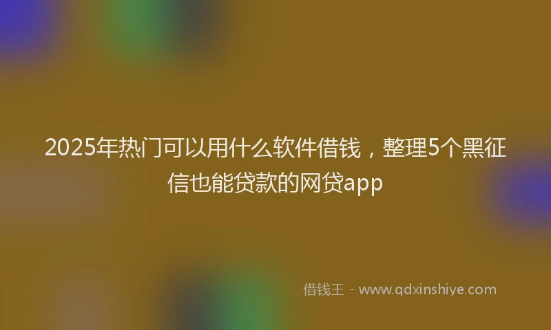 2025年热门可以用什么软件借钱，整理5个黑征信也能贷款的网贷app