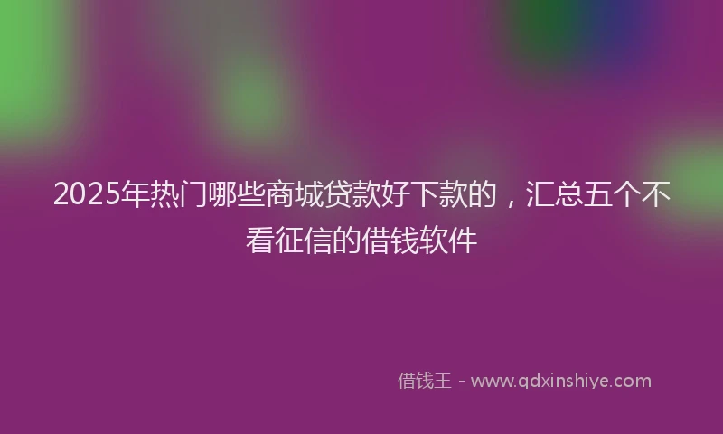 2025年热门哪些商城贷款好下款的，汇总五个不看征信的借钱软件
