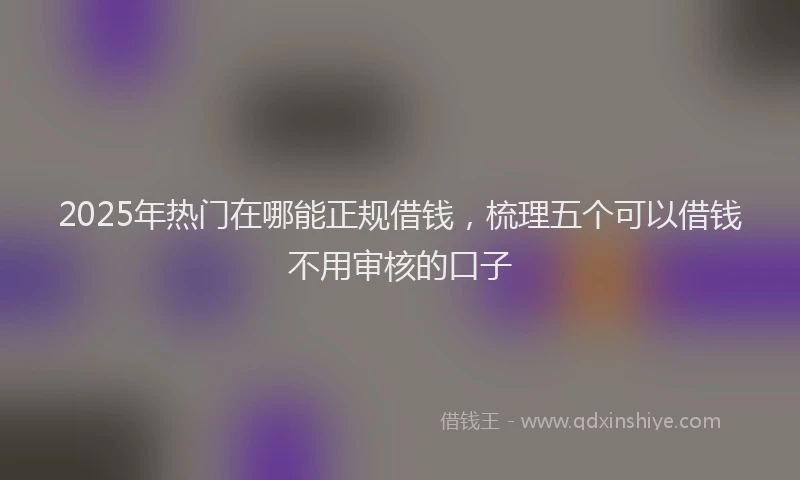 2025年热门在哪能正规借钱，梳理五个可以借钱不用审核的口子