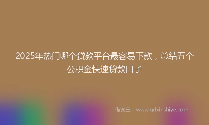 2025年热门哪个贷款平台最容易下款，总结五个公积金快速贷款口子