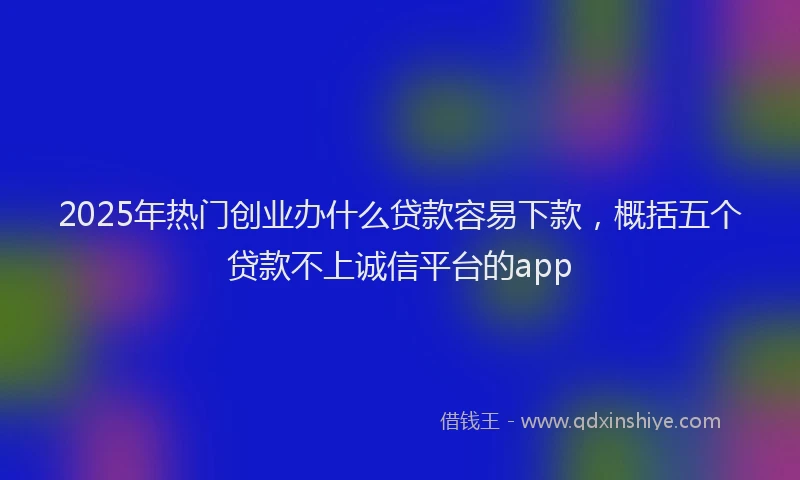 2025年热门创业办什么贷款容易下款，概括五个贷款不上诚信平台的app