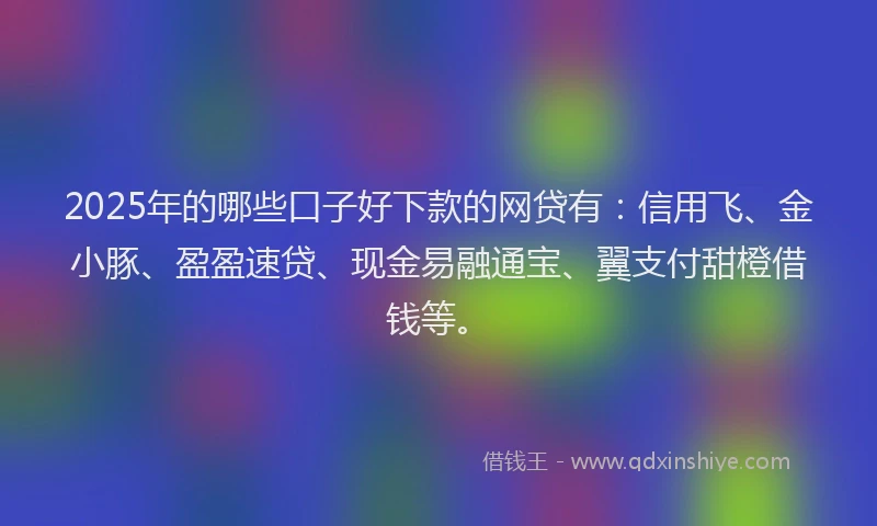 2025年的哪些口子好下款的网贷有：信用飞、金小豚、盈盈速贷、现金易融通宝、翼支付甜橙借钱等。