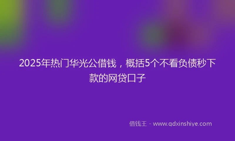 2025年热门华光公借钱，概括5个不看负债秒下款的网贷口子