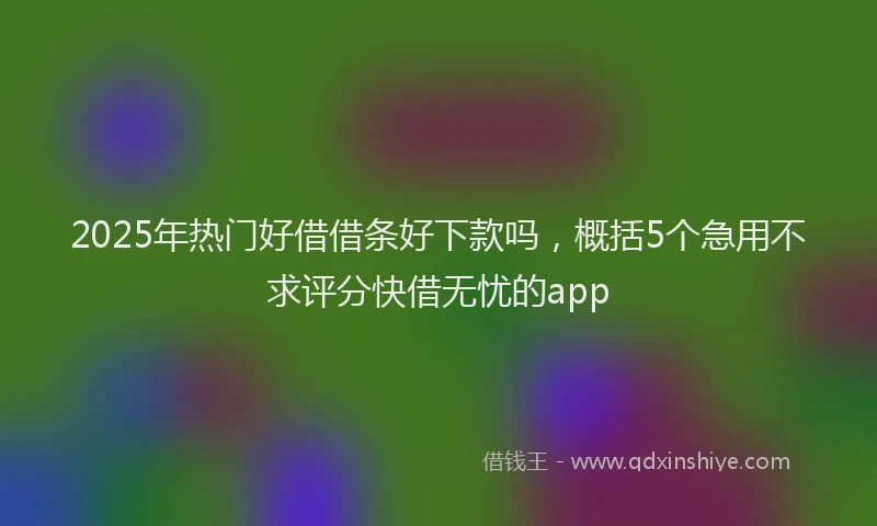 2025年热门好借借条好下款吗，概括5个急用不求评分快借无忧的app