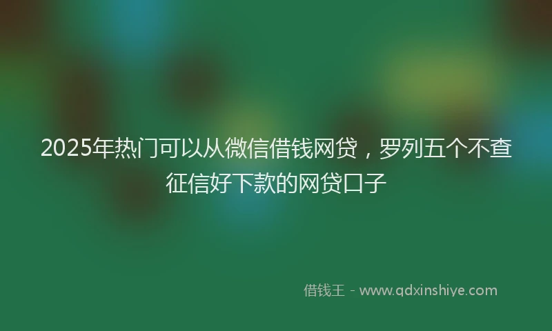 2025年热门可以从微信借钱网贷，罗列五个不查征信好下款的网贷口子