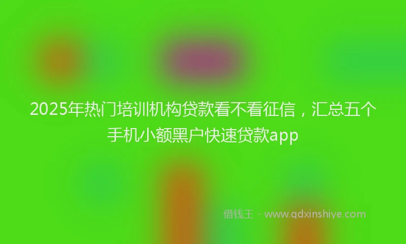 2025年热门培训机构贷款看不看征信，汇总五个手机小额黑户快速贷款app