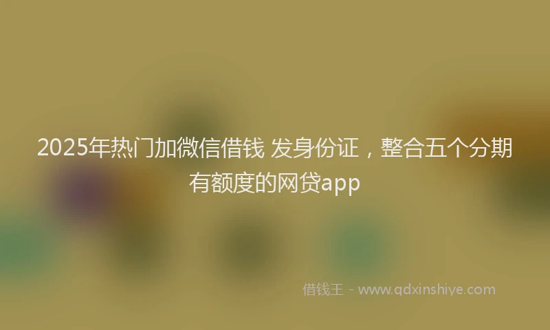 2025年热门加微信借钱 发身份证，整合五个分期有额度的网贷app