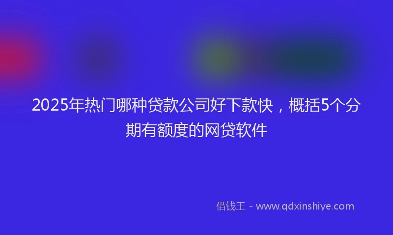 2025年热门哪种贷款公司好下款快，概括5个分期有额度的网贷软件