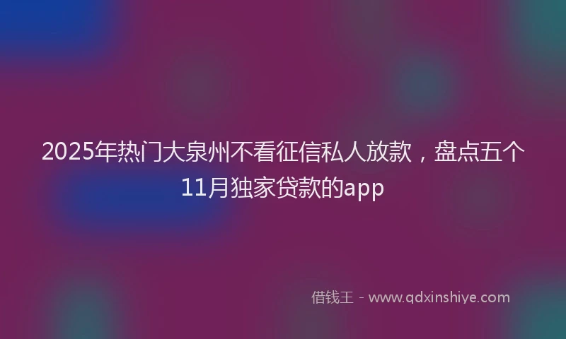 2025年热门大泉州不看征信私人放款，盘点五个11月独家贷款的app