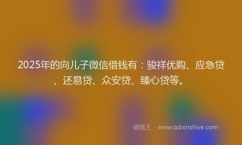 2025年的向儿子微信借钱有：骏祥优购、应急贷、还易贷、众安贷、臻心贷等。